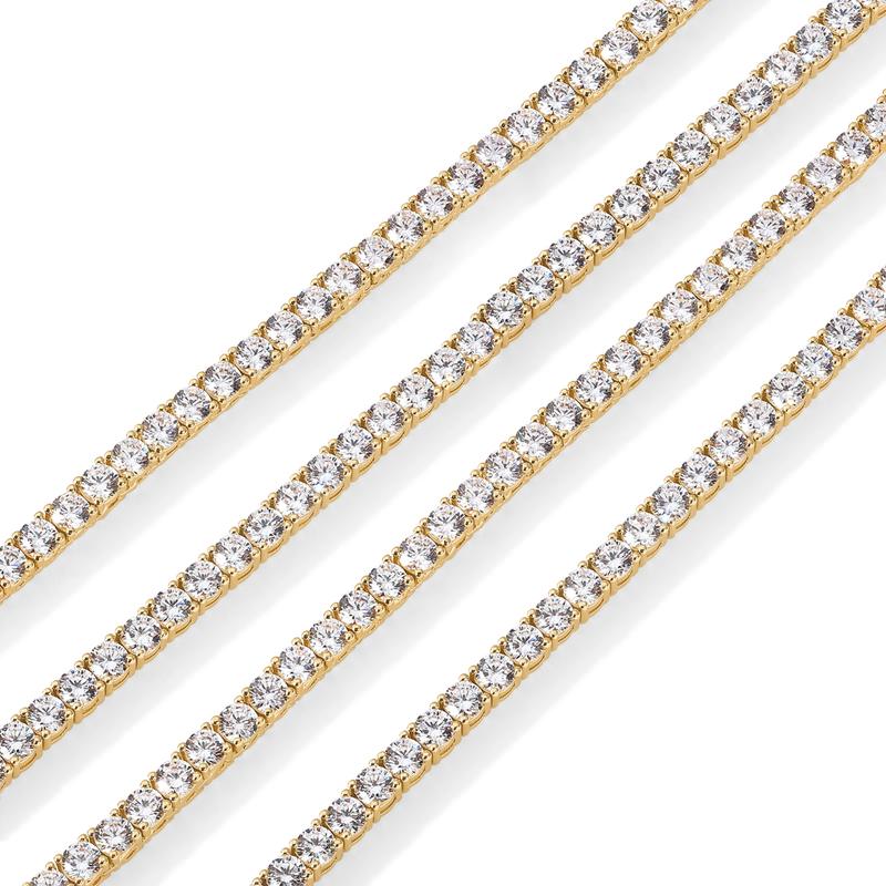 14K Gold Plated 3mm Diamond Tennis Necklace