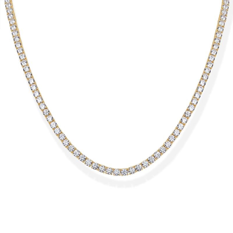14K Gold Plated 3mm Diamond Tennis Necklace