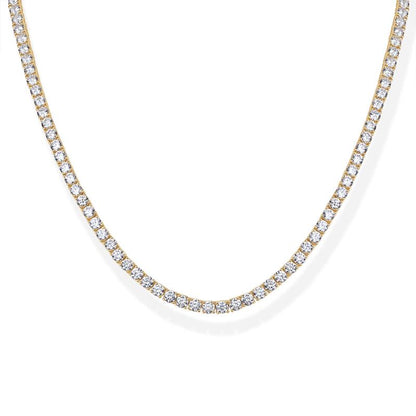 14K Gold Plated 3mm Diamond Tennis Necklace