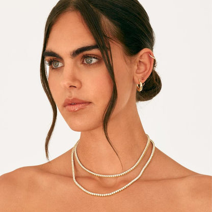 14K Gold Plated 3mm Diamond Tennis Necklace